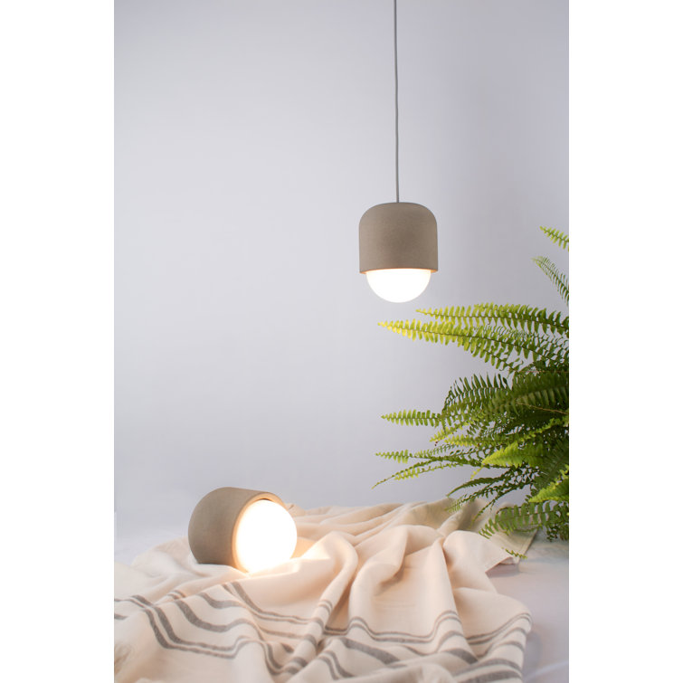 Mini Globe Opal Glass & Concrete 1-Light Pendant