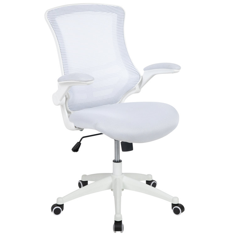 White Mesh Ergonomic Task Chair with Adjustable Arms