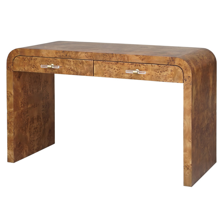 Petra Contemporary 50'' Dark Burl Wood Home Office Desk with Drawer