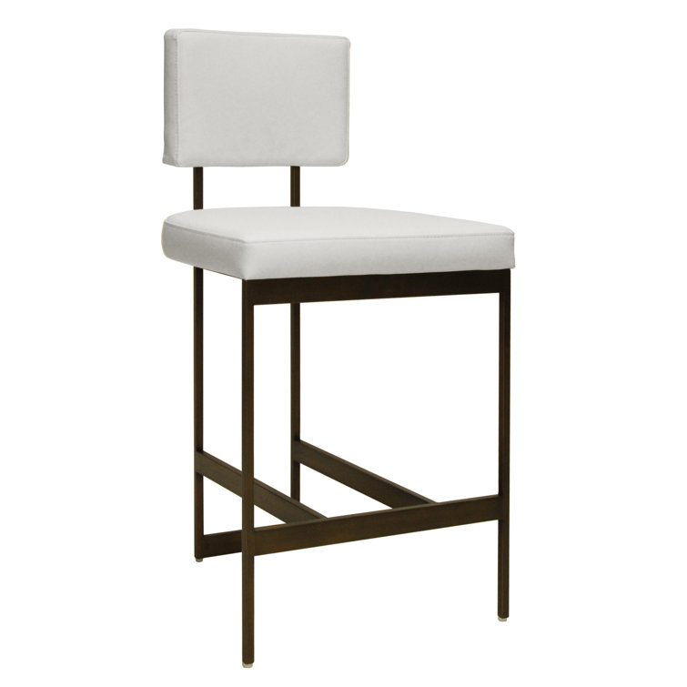 Baylor 26'' Contemporary White Velvet Counter Stool with Bronze Metal Base