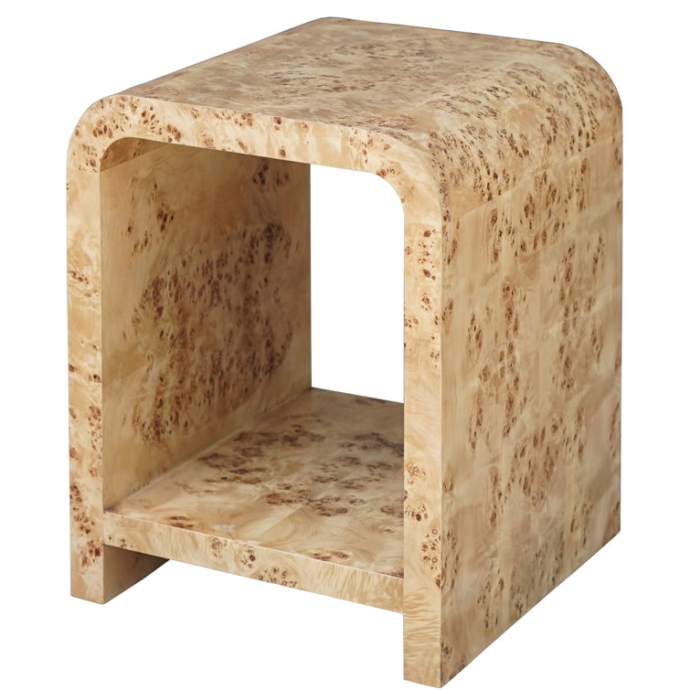 Mid-Century Modern Arcing Burlwood 20" Waterfall End Table