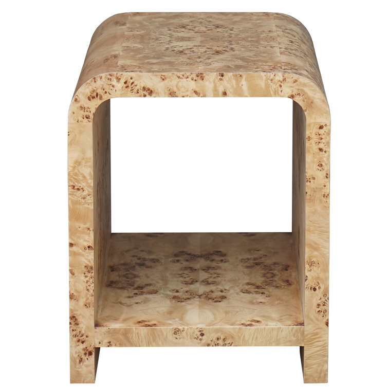 Mid-Century Modern Arcing Burlwood 20" Waterfall End Table
