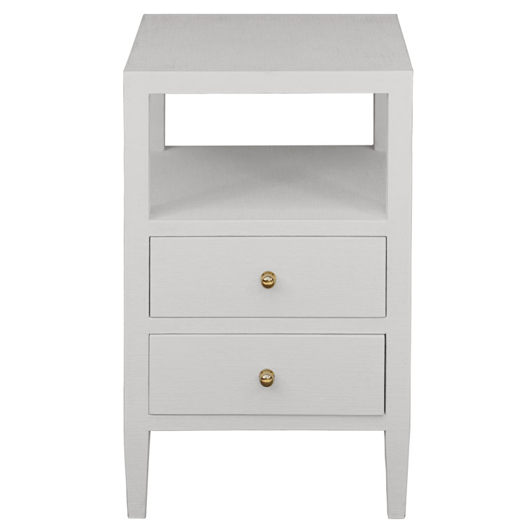Roscoe Contemporary Beige Wood & Metal End Table with 2 Drawers