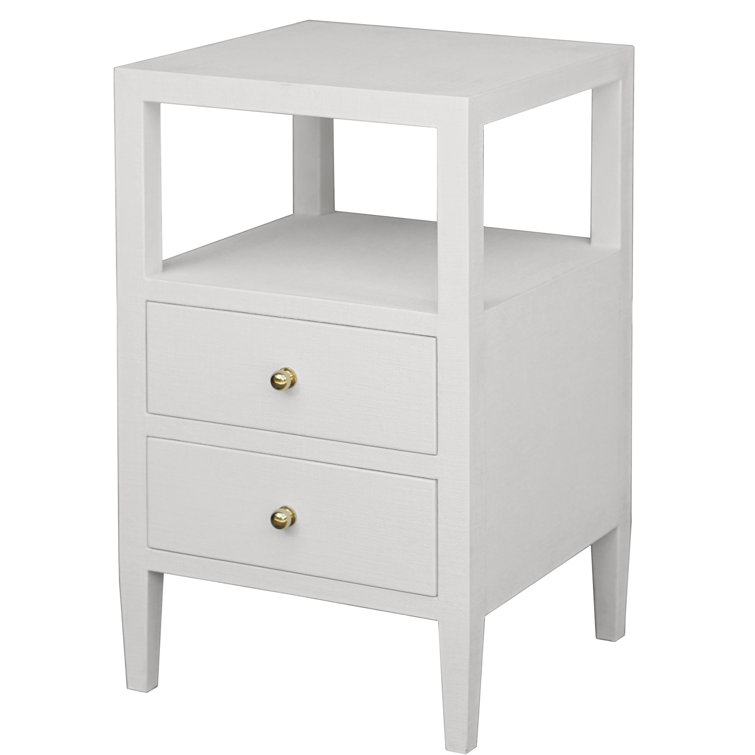 Roscoe Contemporary Beige Wood & Metal End Table with 2 Drawers