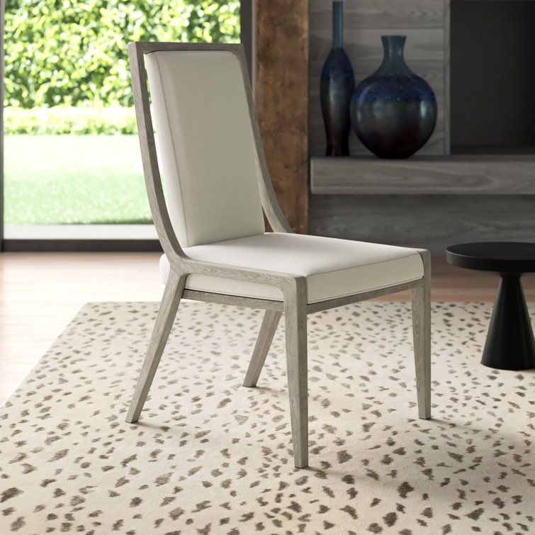 Cream Upholstered Transitional Wood Side Chair