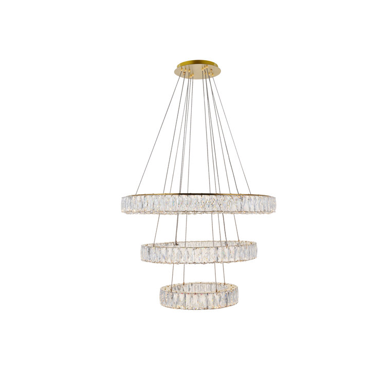 Monroe Gold Finish 3-Light LED Crystal Pendant