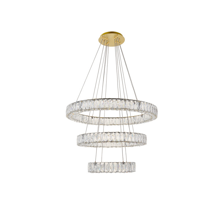 Monroe Gold Finish 3-Light LED Crystal Pendant