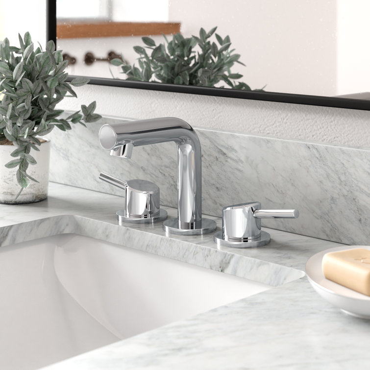 Brushed Nickel Modern Widespread Bathroom Faucet with Drain Assembly