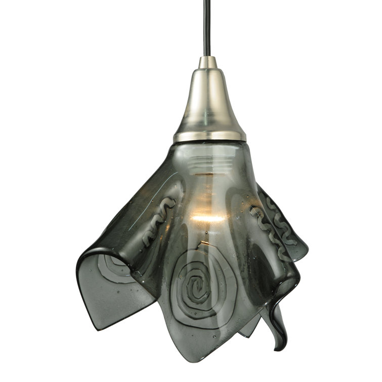 Transparent Black Glass Mini Pendant Light with Nickel Finish