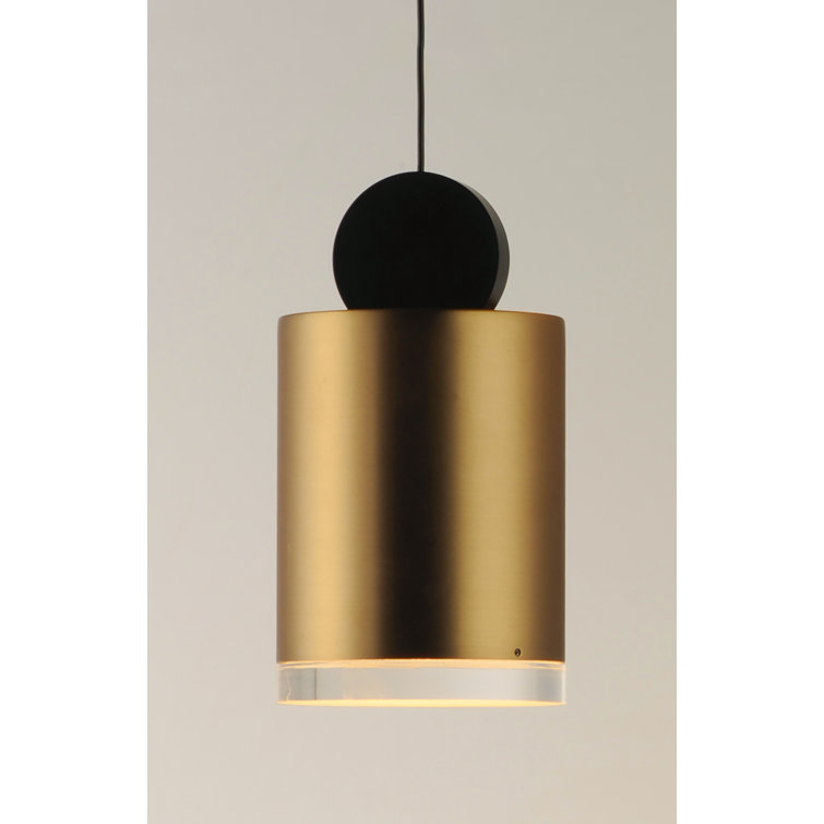 Black and Gold LED Pendant Light with Clear Acrylic Shade
