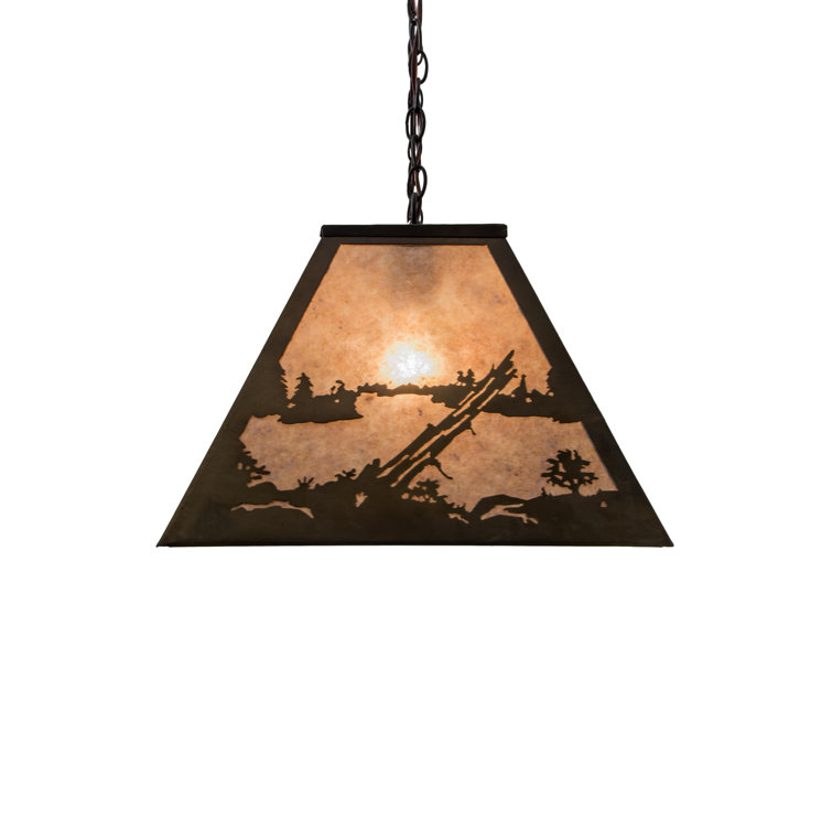 Adirondack Inspired Copper & Glass 45" Island Pendant with Wildlife Motif
