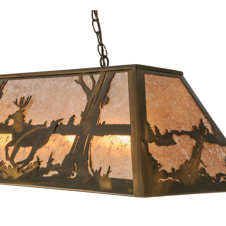 Adirondack Inspired Copper & Glass 45" Island Pendant with Wildlife Motif