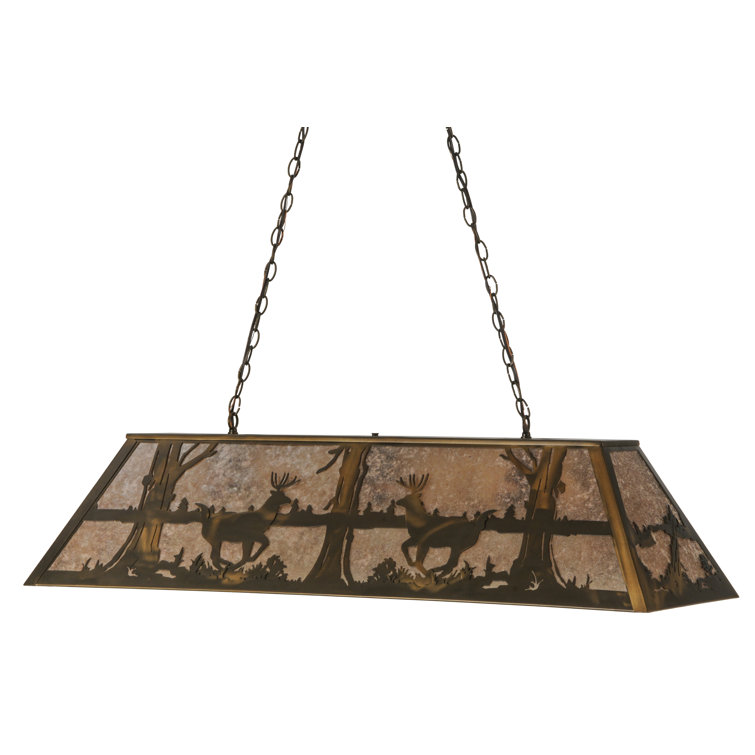 Adirondack Inspired Copper & Glass 45" Island Pendant with Wildlife Motif