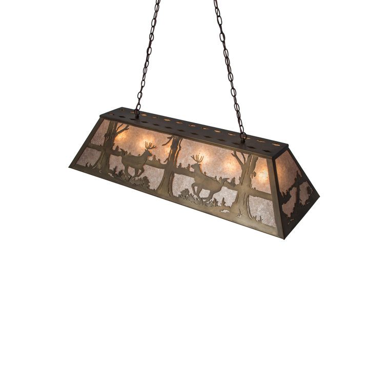 Adirondack Inspired Copper & Glass 45" Island Pendant with Wildlife Motif