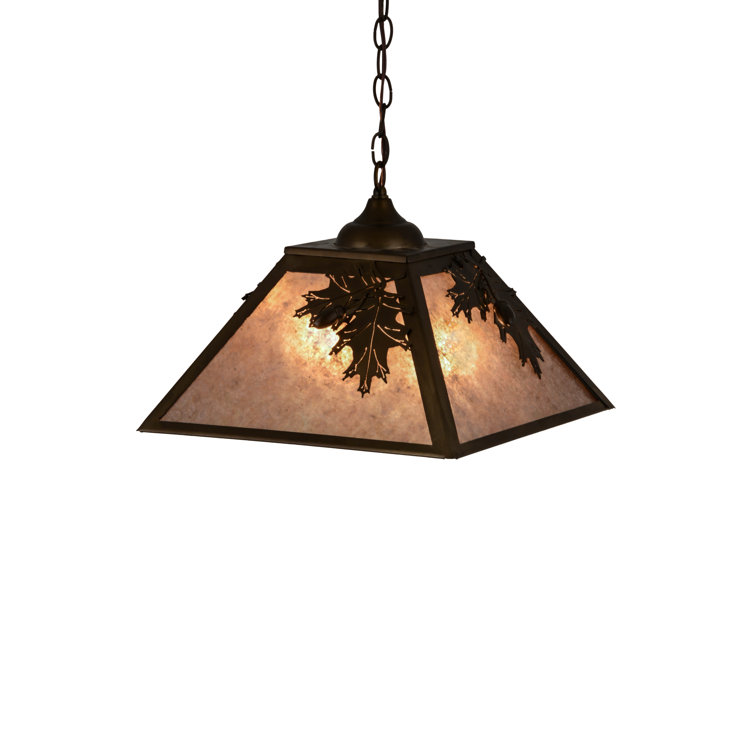 Antique Copper Oak Leaf & Acorn 2-Light Dome Pendant