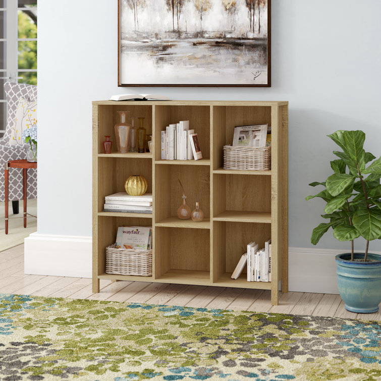 Weathered Oak Adjustable 9-Cube Storage Organizer with Doors