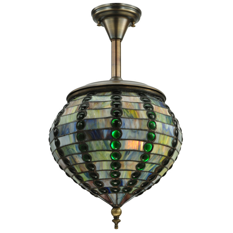 Bronze and Glass 13" Single Pendant Light