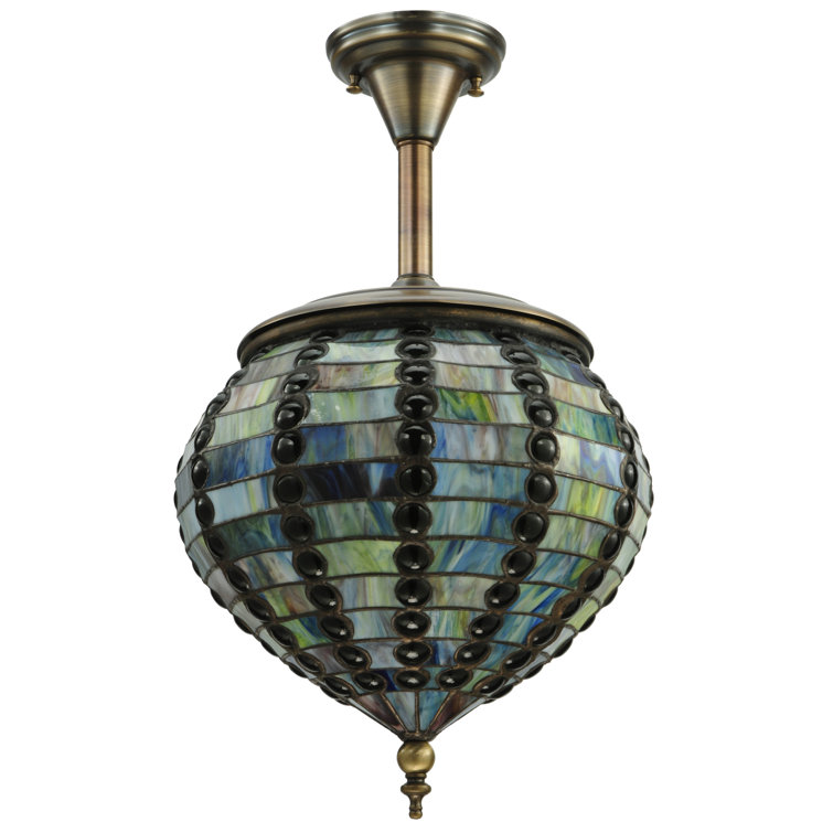 Bronze and Glass 13" Single Pendant Light