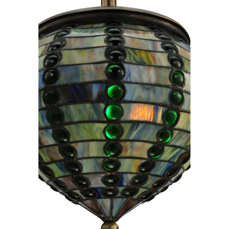 Bronze and Glass 13" Single Pendant Light