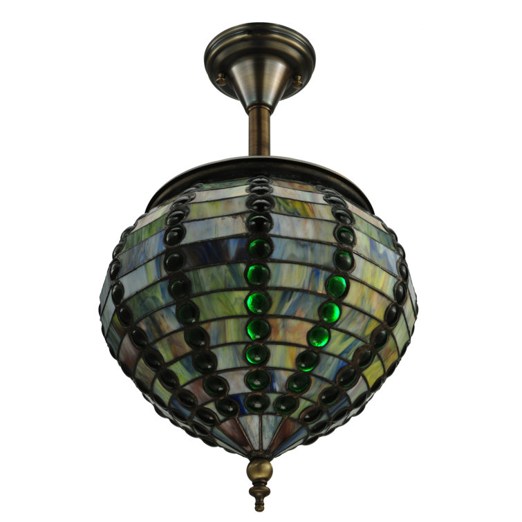 Bronze and Glass 13" Single Pendant Light