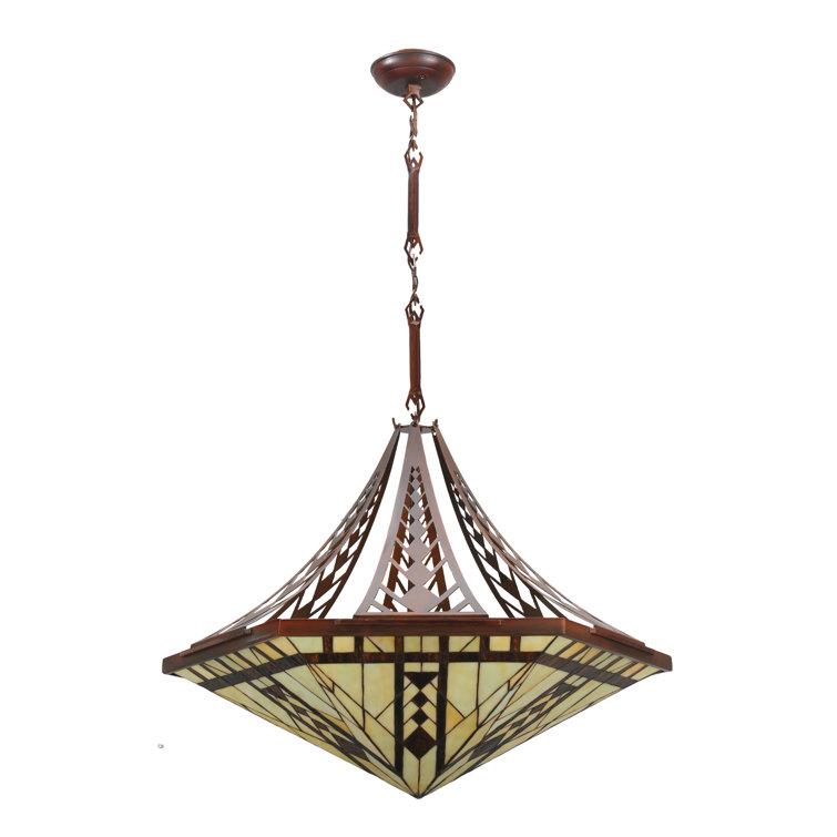 Sonoma Hexagonal 48" Bronze Art Glass Indoor/Outdoor Pendant