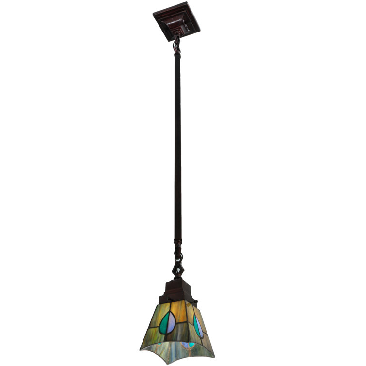 Mackintosh Leaf 5" Bronze & Glass Mini Pendant for Indoor/Outdoor