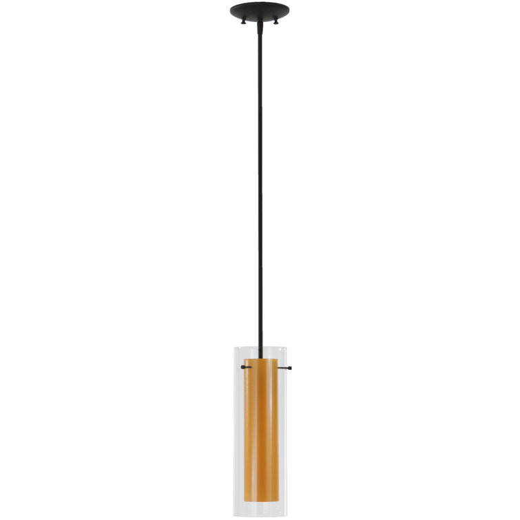 Amber and Clear Glass Bronze Mini Pendant Light