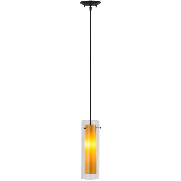 Amber and Clear Glass Bronze Mini Pendant Light