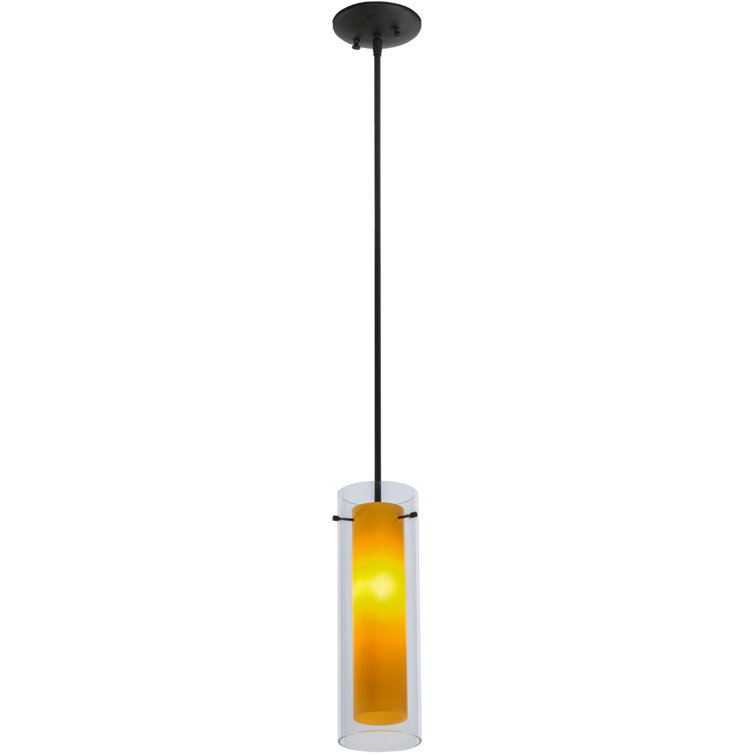 Amber and Clear Glass Bronze Mini Pendant Light