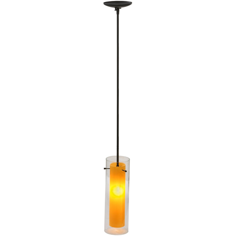 Amber and Clear Glass Bronze Mini Pendant Light