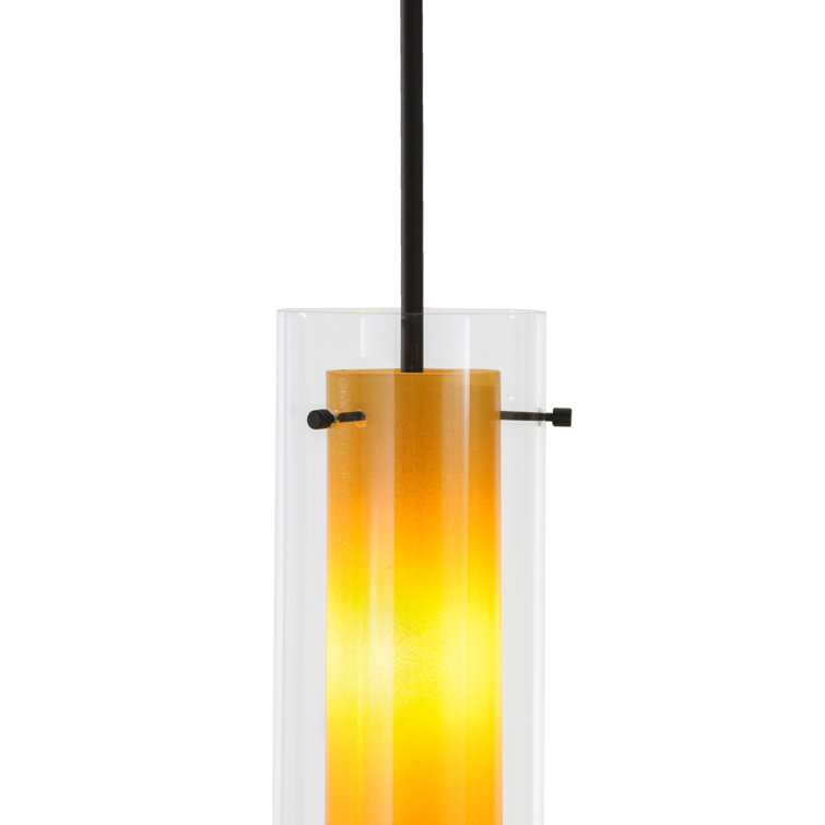Amber and Clear Glass Bronze Mini Pendant Light