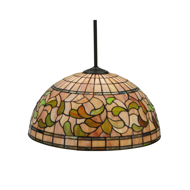 20" Amber Mauve Glass Pendant with Mahogany Bronze Finish