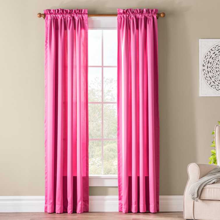 Black Polyester Room Darkening Rod Pocket Curtain Panel