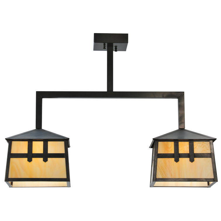 Craftsman Brown Solid Brass 2-Light Indoor/Outdoor Globe Island Pendant