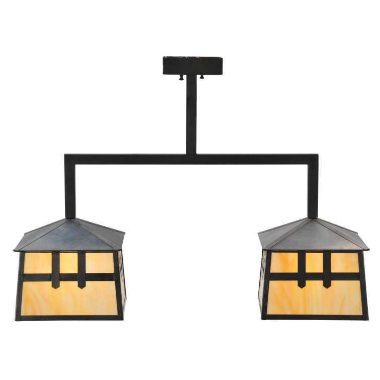 Craftsman Brown Solid Brass 2-Light Indoor/Outdoor Globe Island Pendant