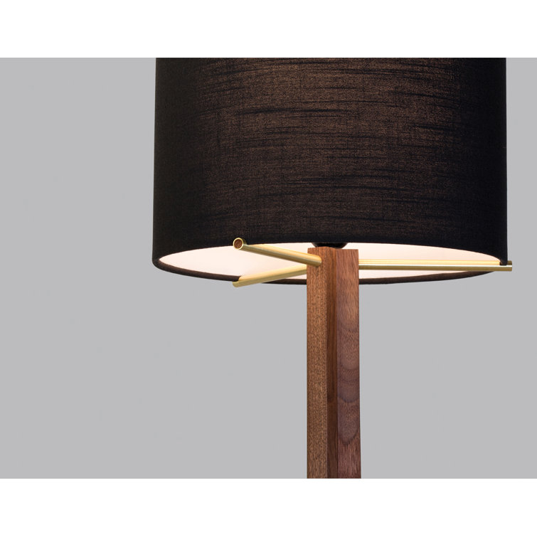 Brushed Aluminum & White Linen Drum Shade LED Table Lamp
