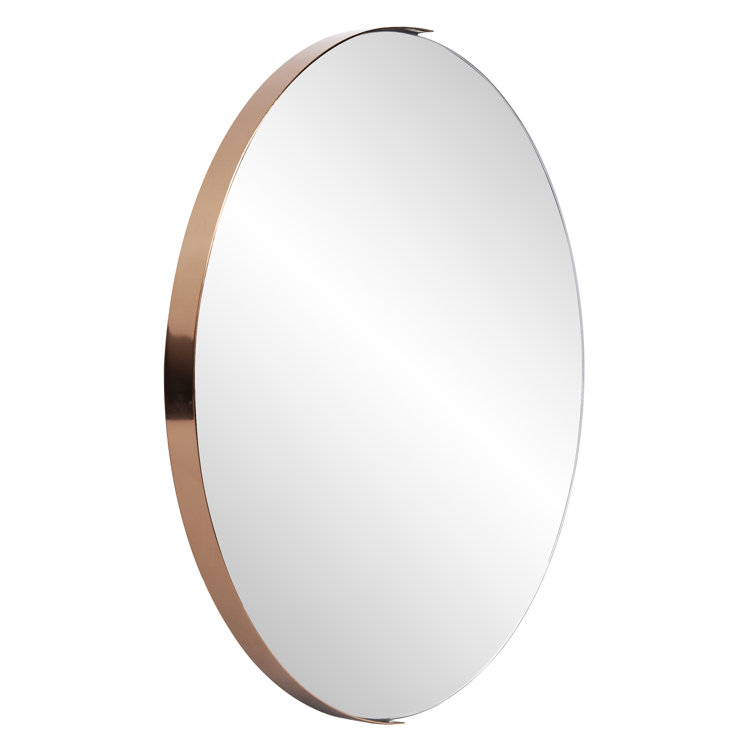 Dante 29.75'' Polished Rose Gold Round Wood Wall Mirror