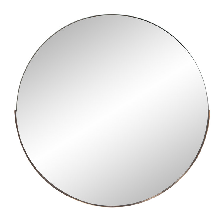 Dante 29.75'' Polished Rose Gold Round Wood Wall Mirror