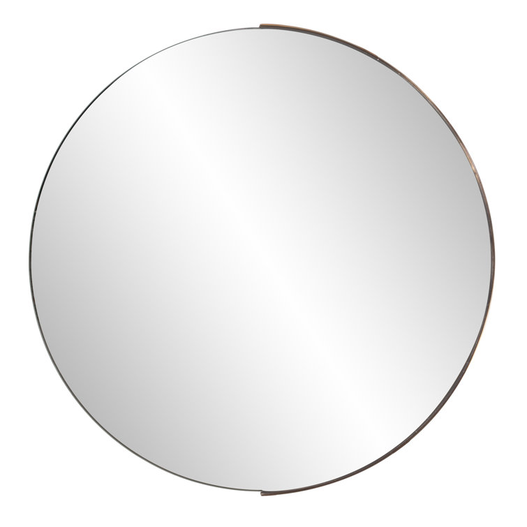 Dante 29.75'' Polished Rose Gold Round Wood Wall Mirror