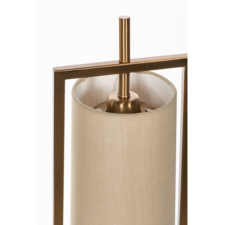 Calumet Bronze Table Lamp with Beige Linen Shade