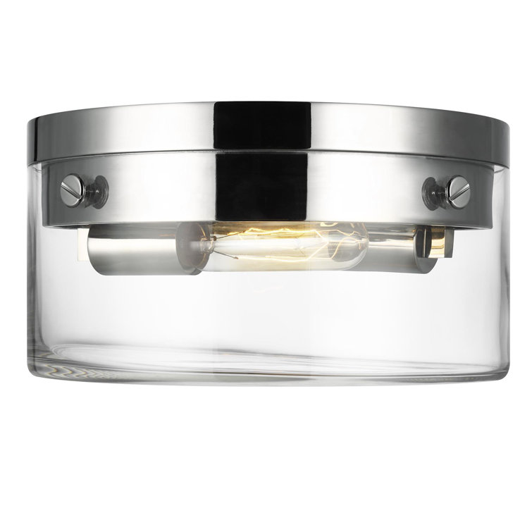 Garrett Polished Nickel 2-Light Flush Mount with Clear Glass