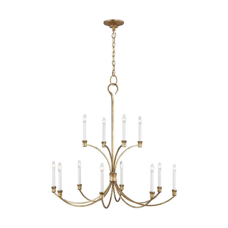 Antique Gild 12-Light Candelabra Chandelier with Clear Silver Wire