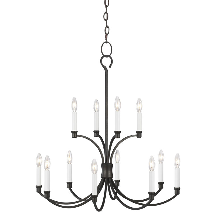Antique Gild 12-Light Candelabra Chandelier with Clear Silver Wire