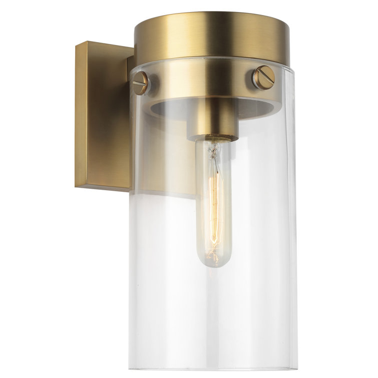 Burnished Brass and Clear Glass Dimmable Wall Sconce