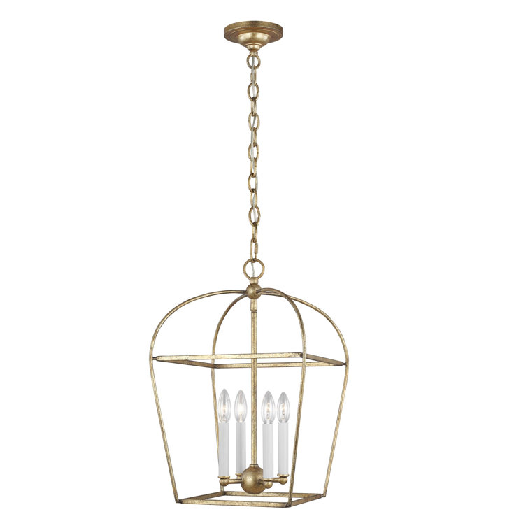 Antique Gild Mini Cage 4-Light Geometric Chandelier