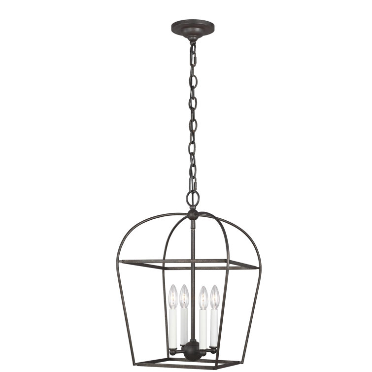 Antique Gild Mini Cage 4-Light Geometric Chandelier