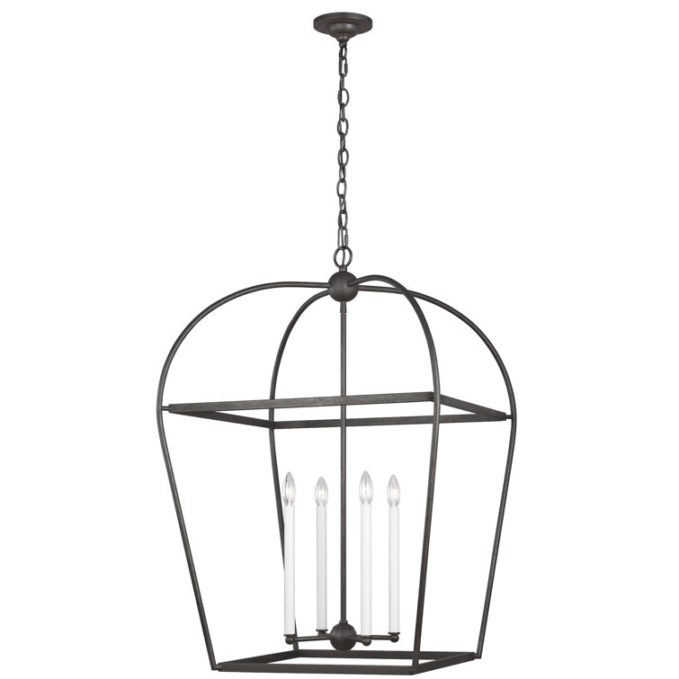 Antique Gild 4-Light Glass Lantern Chandelier