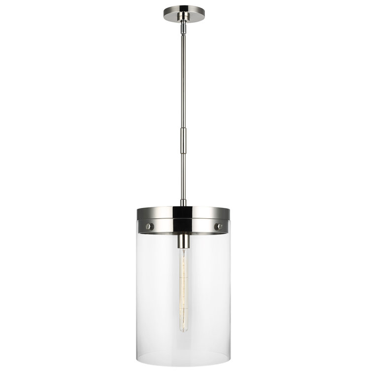 Garrett Polished Nickel Glass Cylinder Pendant Light