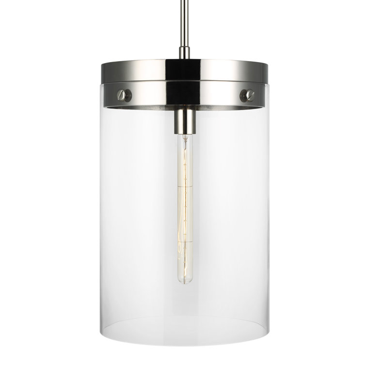 Garrett Polished Nickel Glass Cylinder Pendant Light
