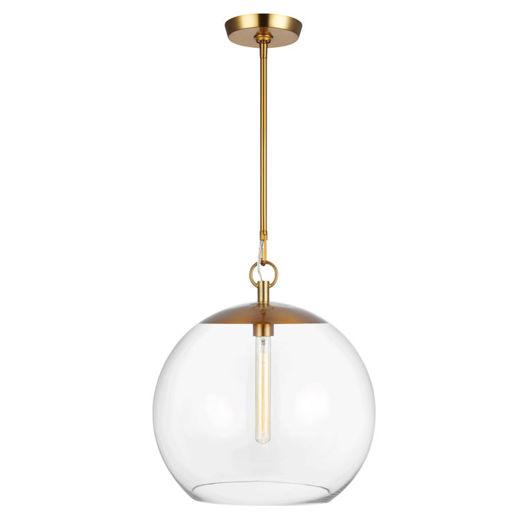 Burnished Brass Globe Pendant with Clear Glass Shade
